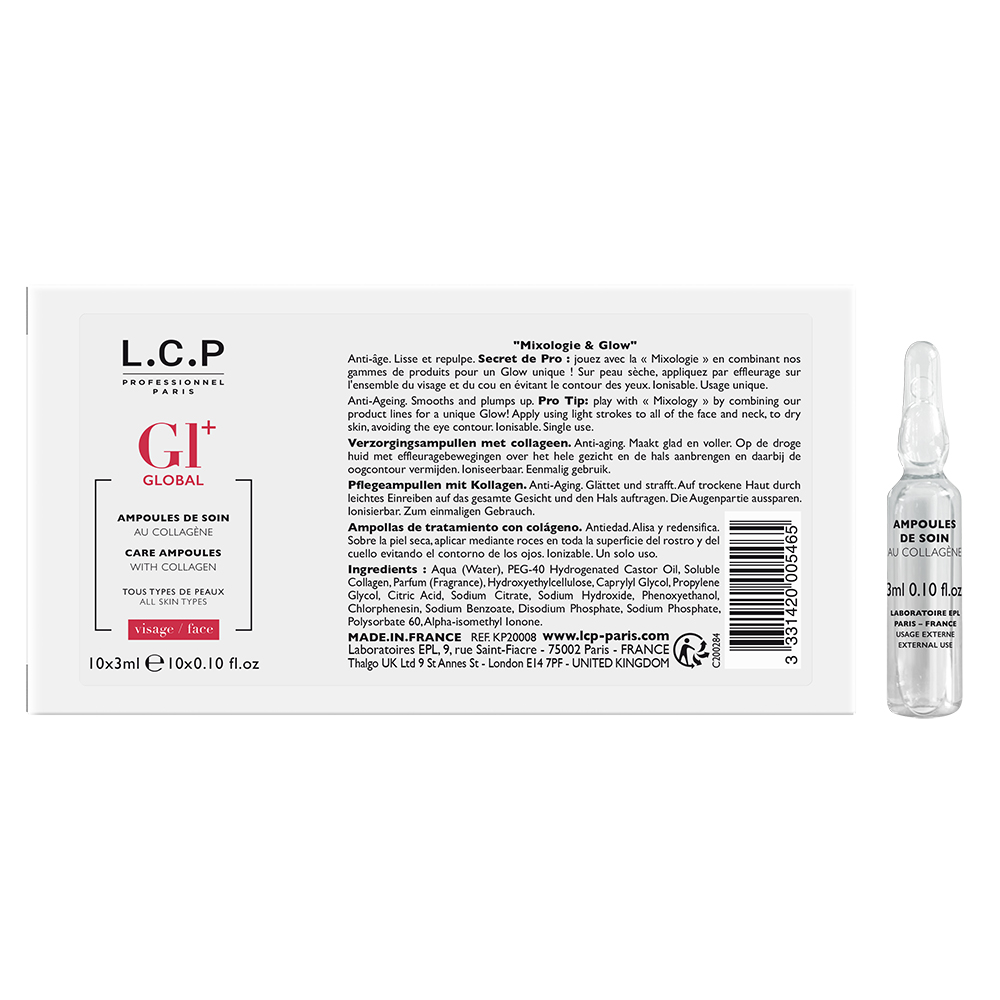L.C.P Professionnel Paris Global Anti-Ageing Care Ampoules with Collagen, 10x3ml