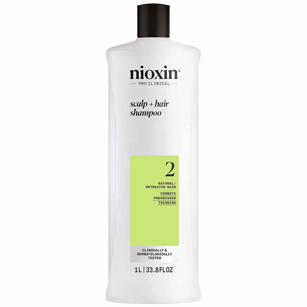 Nioxin System 2 Scalp + Hair Thickening Shampoo for Natural Hair with Progressed Thinning 1L