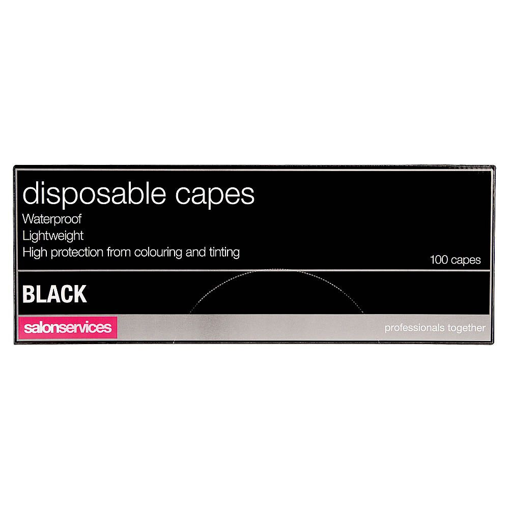 Salon Services Disposable Hairdressing Capes, Black, Pack of 100