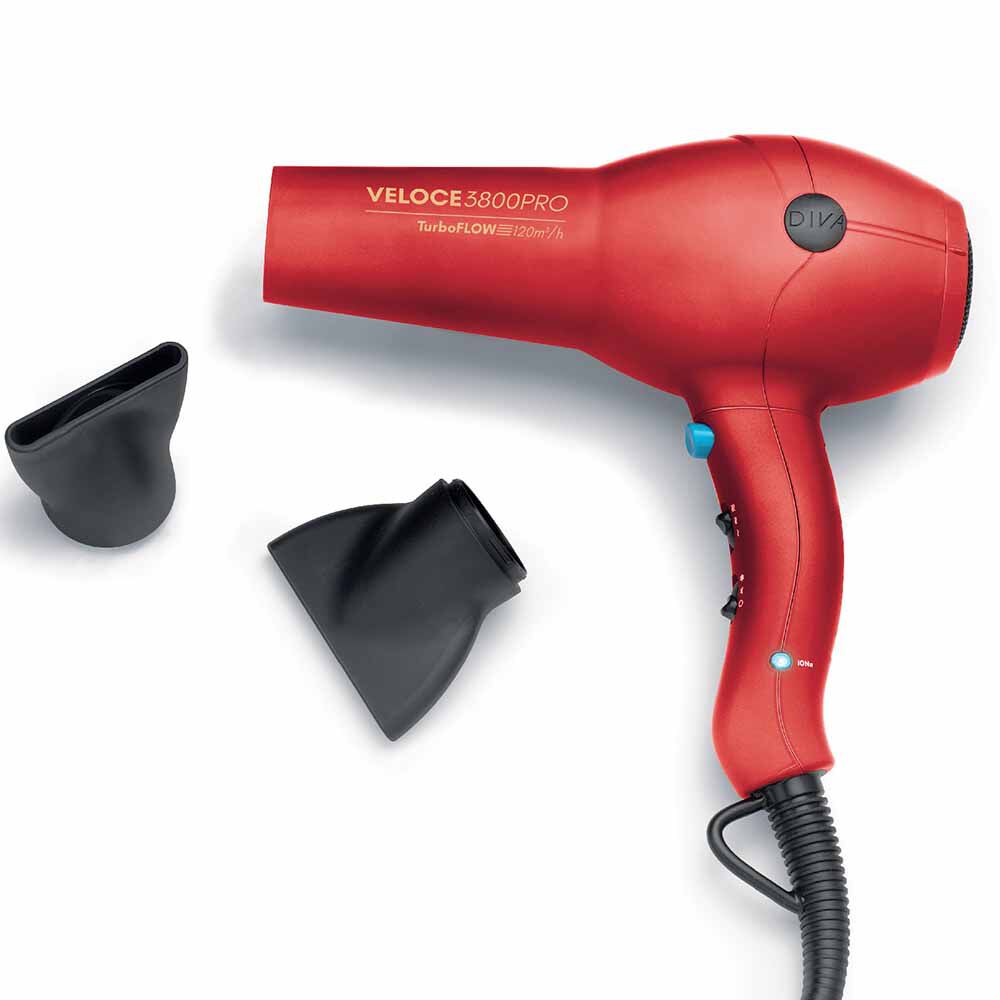 Diva Edit  Veloce 3800 Pro Hair Dryer Red