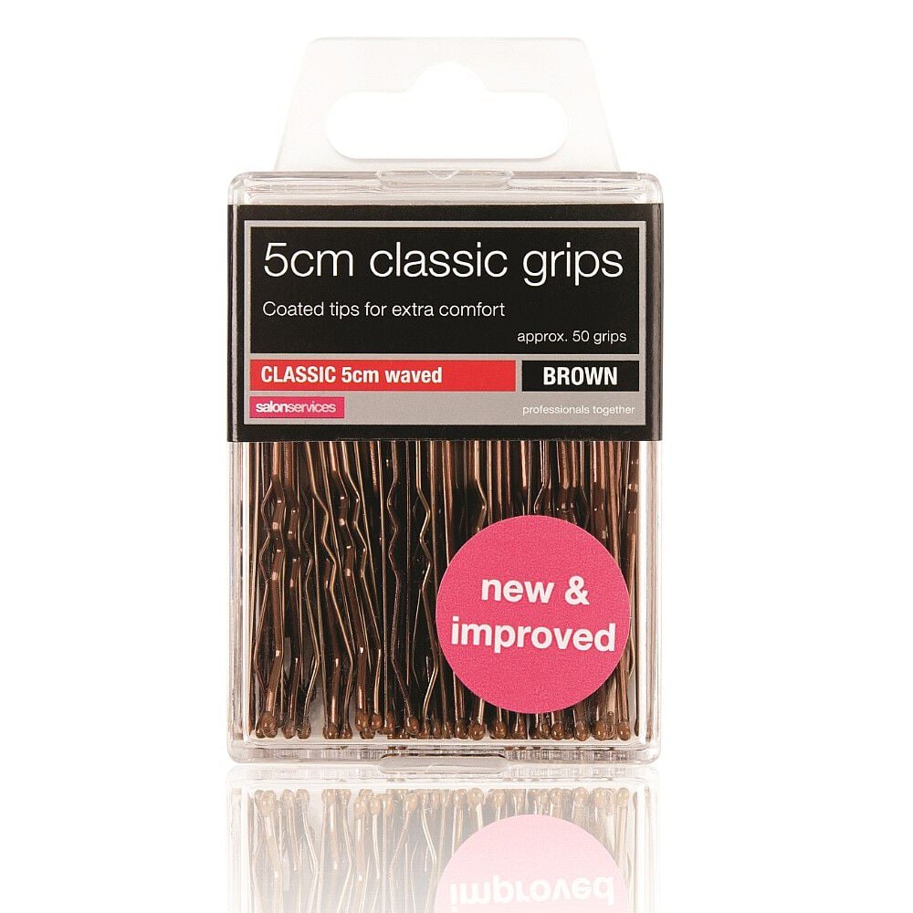 Salon Services Classic 5cm Hair Grips, Brown, Pack of 50