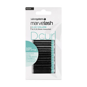 Salon System  Marvelash D Curl Lashes 0.20 Volume, Assorted Length, Super Soft Style Black Each