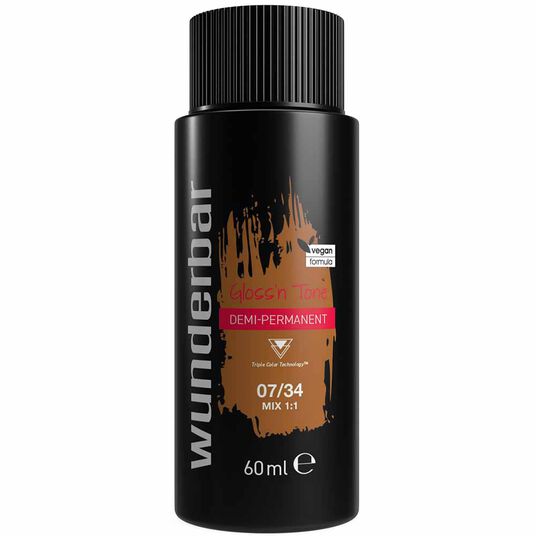 Wunderbar Gloss'n Tone Demi-Permanent Colour Liquid 07/34 Medium Blond Golden Red 60ml