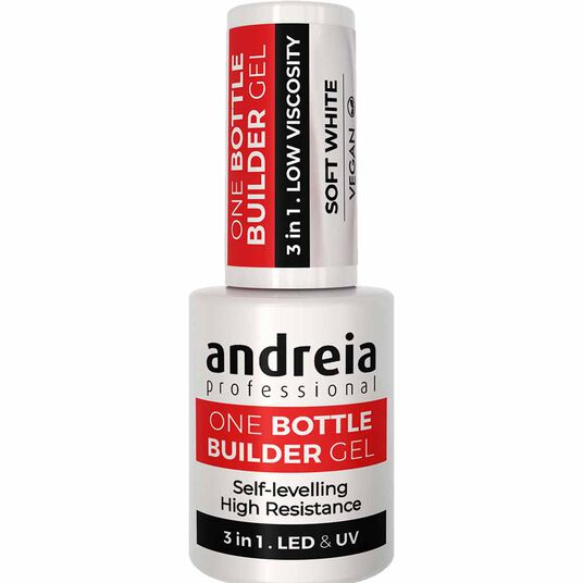 Andreia Professional One Bottle Builder Gel 3 In 1 - Low Viscosity Builder Gel Soft White, 14ml
