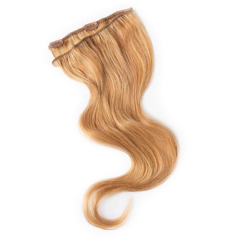 Wildest Dreams Clip In Single Weft Human Hair Extension 18 Inch 27S Warm Blonde