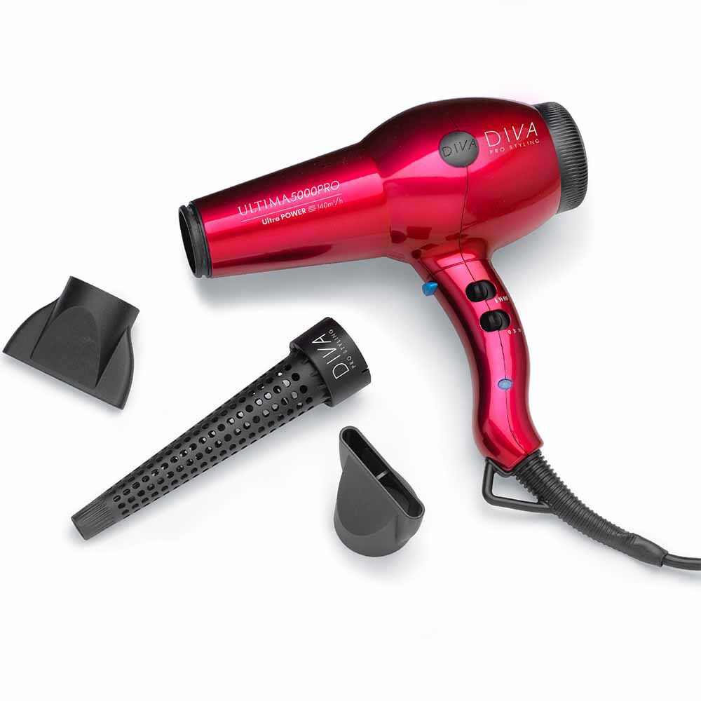 Diva Pro Styling Ultima 5000 Pro Hair Dryer Red Hair Dryers