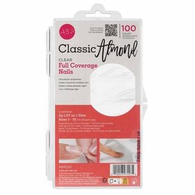 ASP Classic Almond Clear Full Coverage Nails, 100 PK Tips