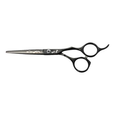 Samurai Scissors Tora Black Flower Straight Scissors 5.5 Inch