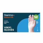 Sterimax Sensator&reg; Vinyl Disposable Clear Gloves - Medium, Pack of 100