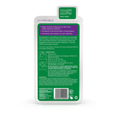 Skin Republic CBD Nourish + Glow Oil Infusion Sheet Mask 25ml