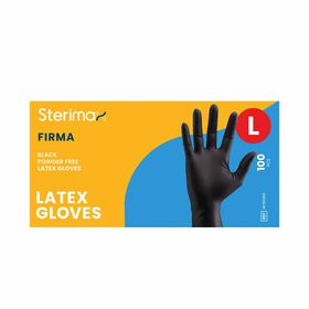 Sterimax Firma&reg; Latex Disposable Black Gloves - Large, Pack of 100