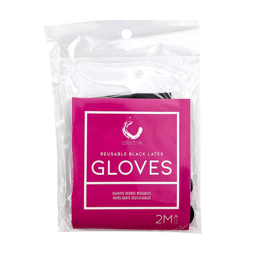 Colortrak Reusable Black Latex Gloves, Medium, 1 Pair
