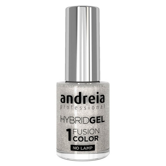 Andreia Professional Hybrid Gel Nail Polish - Fusion Color H85 White Glitter with Silver Shimmer, 10.5ml