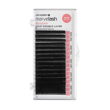 Salon System Marvelash Russian C+D Curl Lashes, 0.07 Double Layer, Assorted Length Black Each