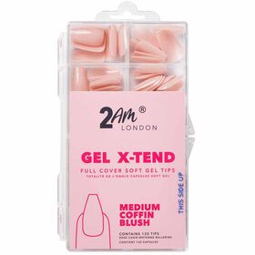 2AM London Gel X-Tend Soft Gel Tips, Medium Coffin Blush - Pack of 120