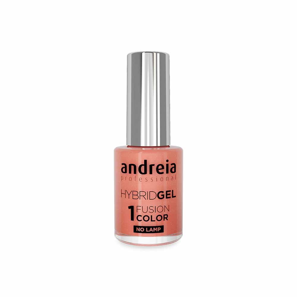 Andreia Professional Hybrid Gel Nail Polish Charmed Collection - Fusion Color H91 Coral with Soft Gold Shimmers, 10.5ml