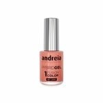 Andreia Professional Hybrid Gel Nail Polish Charmed Collection - Fusion Color H91 Coral with Soft Gold Shimmers, 10.5ml