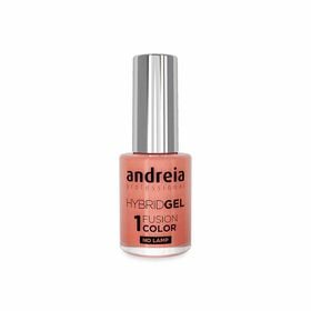Andreia Professional Hybrid Gel Nail Polish Charmed Collection - Fusion Color H91 Coral with Soft Gold Shimmers, 10.5ml