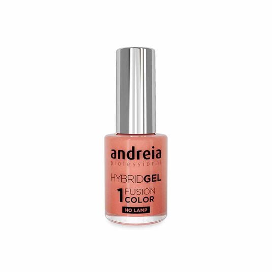 Andreia Professional Hybrid Gel Nail Polish Charmed Collection - Fusion Color H91 Coral with Soft Gold Shimmers, 10.5ml