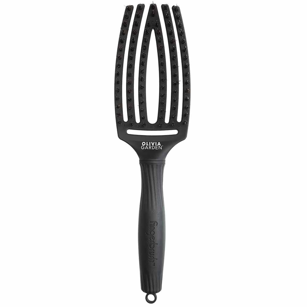 Olivia Garden Care Ionic Fingerbrush Hair Brush - Medium Black