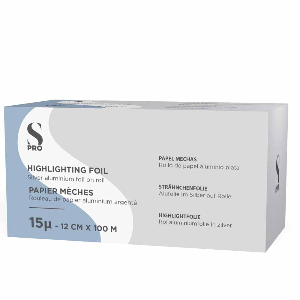 S-PRO Silver Aluminium Highlighting Foil On Roll, 15 microns, 12cm x 100m