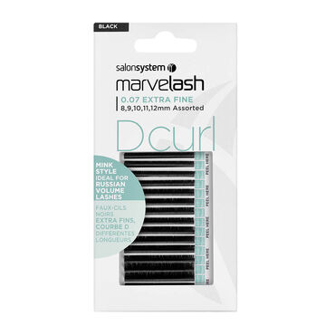 Salon System Marvelash D Curl 0.07 Extra Fine, Assorted Length, Mink Style Black Each