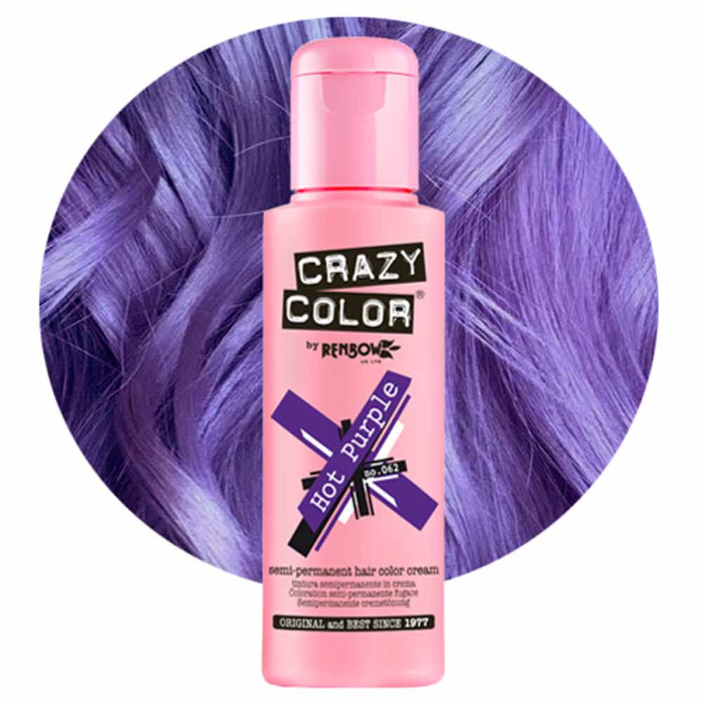 Crazy Color Semi Permanent Hair Colour Cream - Hot Purple 100ml