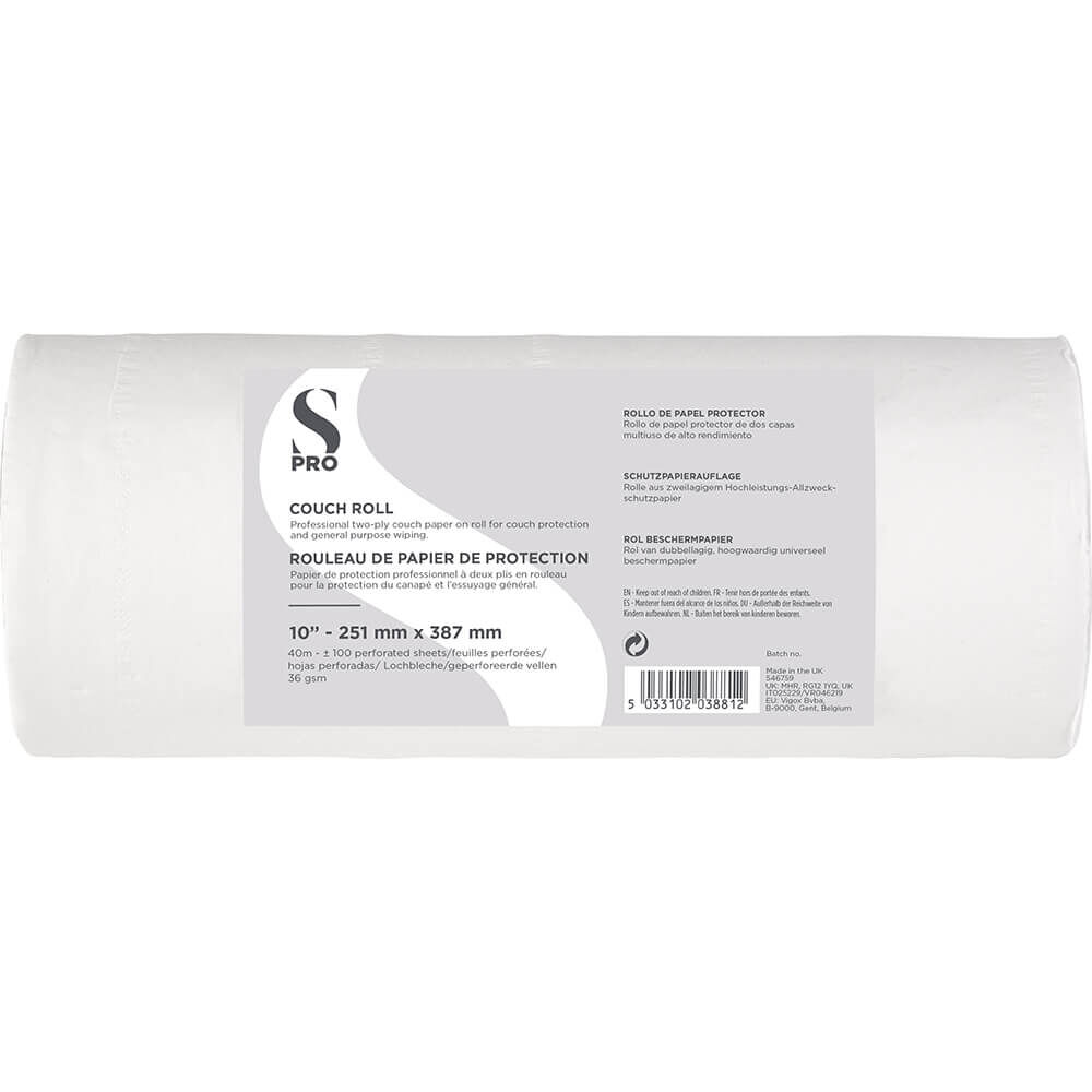 S-PRO 2-Ply Couch Roll 40m, 10" 100 Perforated Sheets