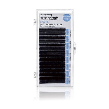 Salon System Marvelash C Curl Lashes 0.07 Double Layer, Assorted Length Black Each