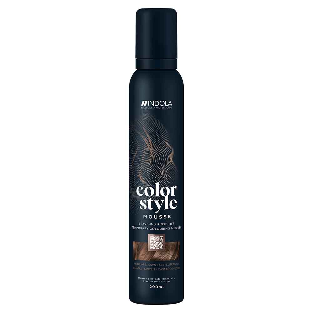 Indola Color Style Mousse Temporary Hair Colour - Medium Brown 200ml