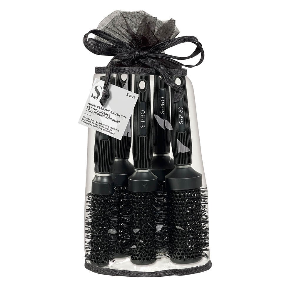 S-PRO Ionic Ceramic Brush Set, Pack of 5, Black