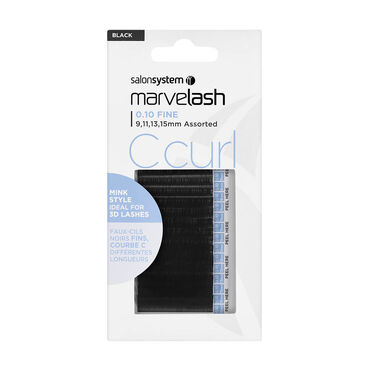 Salon System Marvelash C-Curl Lashes 0.10 Fine, Assorted Length, Mink Style Black Each