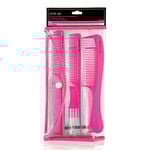Salon Services Six Piece Comb Set Pink
