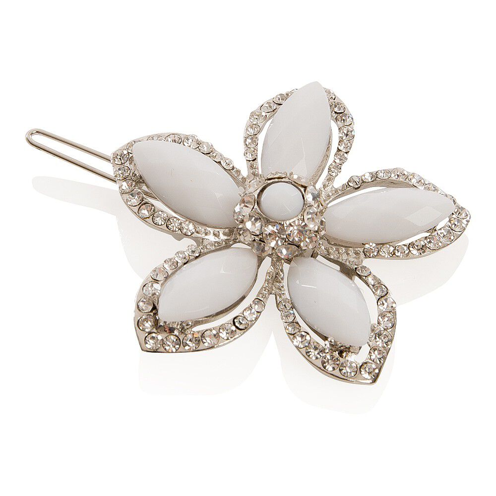 Wildest Dreams White Stone And Crystal Flower Clip Hair Clips