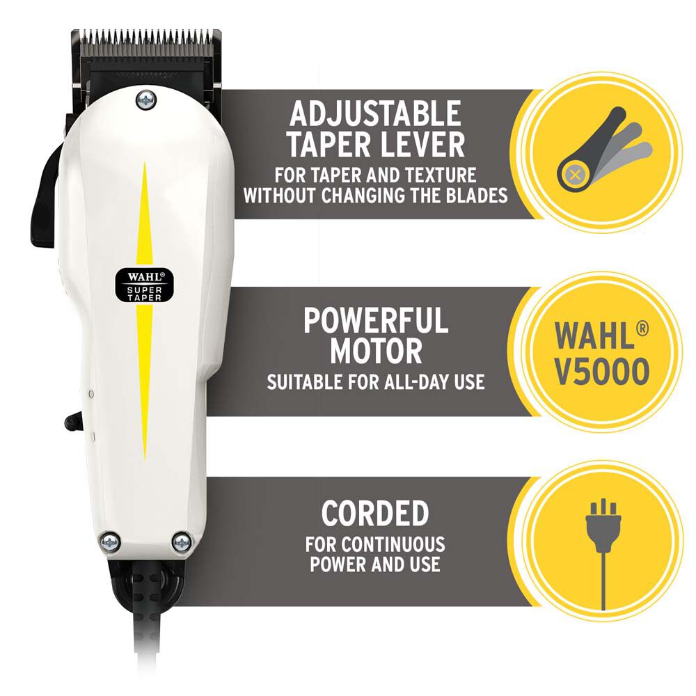  Wahl Professional Super Taper Hair Clipper with Full Power and  V5000 Electromagnetic Motor for Professional Barbers and Stylists - Model  8400 : Beauty & Personal Care