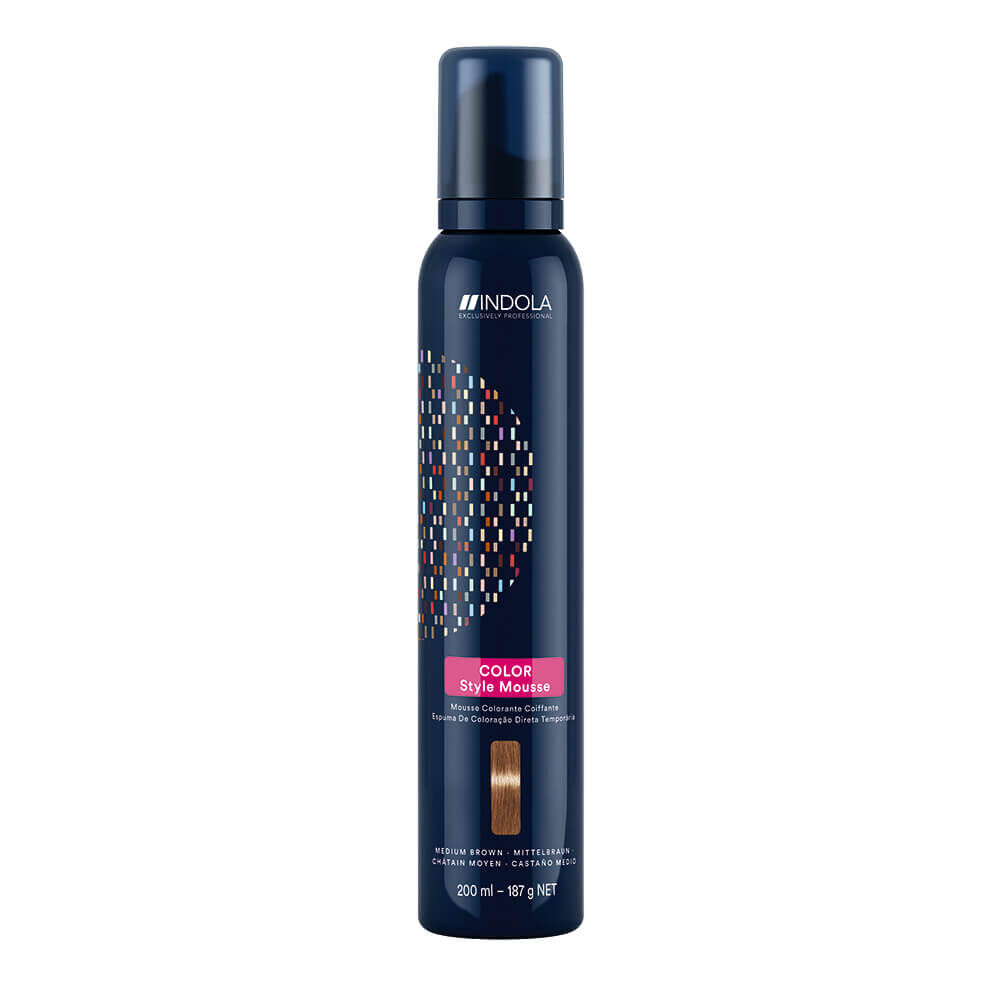 Temporary Color Mousse Indola Color Style Mousse Temporary Hair Colour - Medium Brown 200ml ...