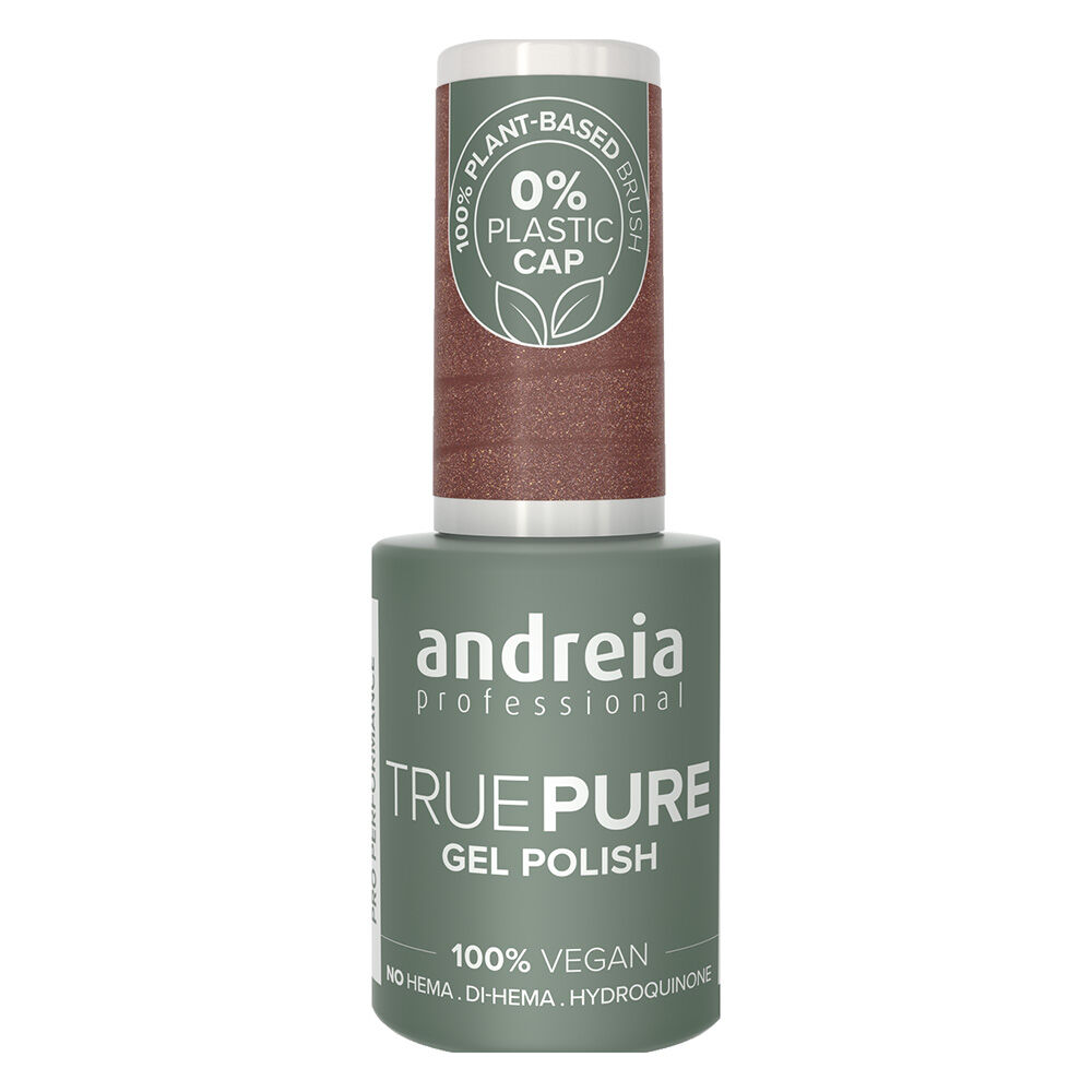 Andreia Professional True Pure T32 Brown with Gold Shimmer - Hema Free Gel Polish, 10.5ml