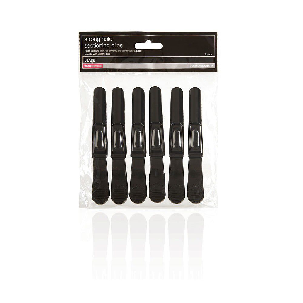 Salon Services Strong Hold Section Clips Black Pack of 6