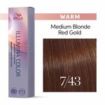 Wella Professionals Illumina Color Permanent Hair Colour - 7/43 Medium Red Gold Blonde 60ml