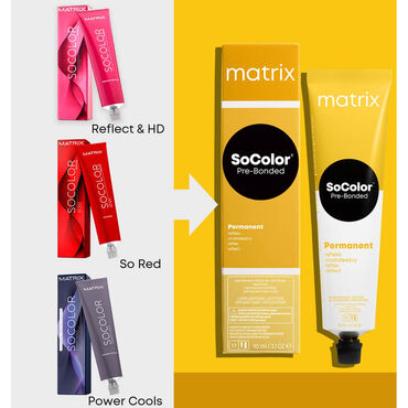 Matrix SoColor Pre-Bonded Permanent Hair Colour, Reflect, Intense Reflective Palette - 7RV 90ml