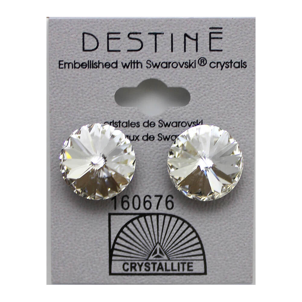 Crystallite Rivoli Large Stud Earrings 14mm Ear Piercing Jewellery Sally Beauty