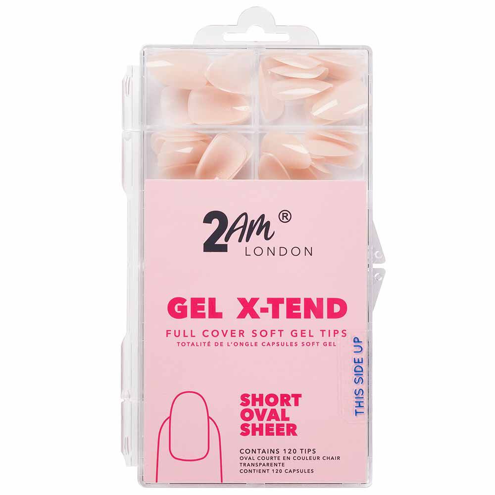 2AM London Gel X-Tend Soft Gel Tips, Short Oval Sheer - Pack of 120