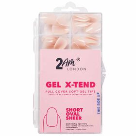 2AM London Gel X-Tend Soft Gel Tips, Short Oval Sheer - Pack of 120