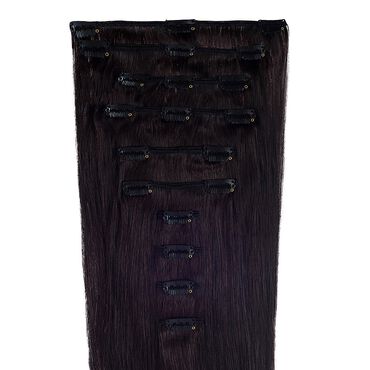 Wildest Dreams Clip In Full Head Human Hair Extension 18 Inch - 1B Barely Black