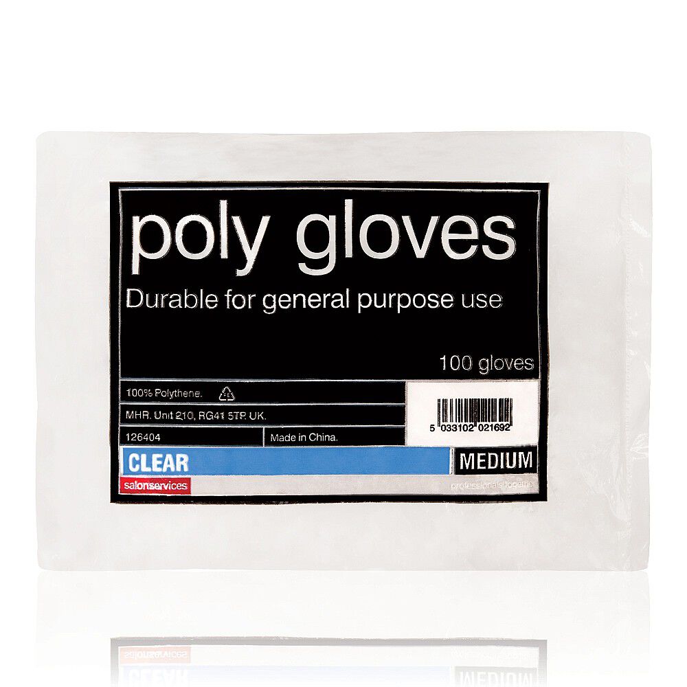 Salon Services Disposable Poly Gloves, Clear, Medium, Pack of 100
