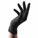 Sibel Black Powder Free Latex Disposable Gloves, Medium, Pack of 100