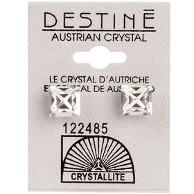 Crystallite Clear-faceted Square Ear Studs 8mm