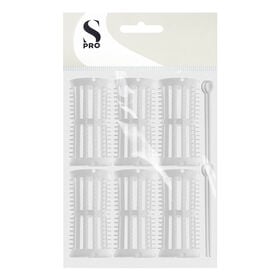 S-PRO Plastic Setting Rollers, White, 30mm, Pack of 6