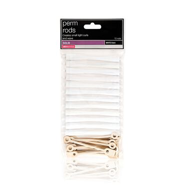 Salon Services Solid Perm Rods White 6mm 12 rods