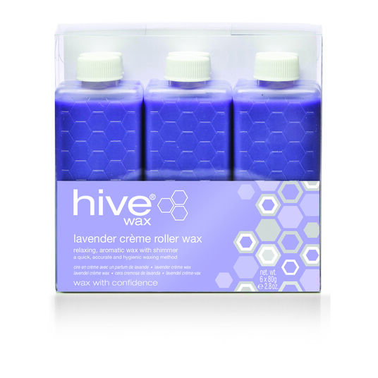 Hive of Beauty Lavender Shimmer Cr&egrave;me Roller Wax Refill Cartridges, Pack of 6 x 80g